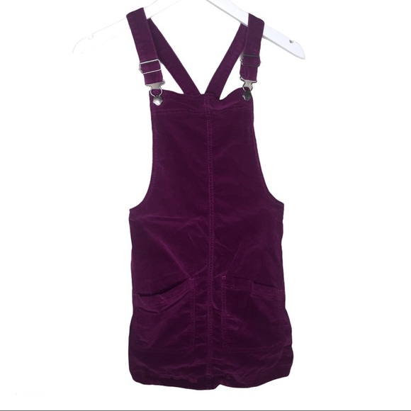 JOE FRESH Corduroy Overall Slip Dress With Pockets Berry Purple Girl 10-12Y - Picture 1 of 6